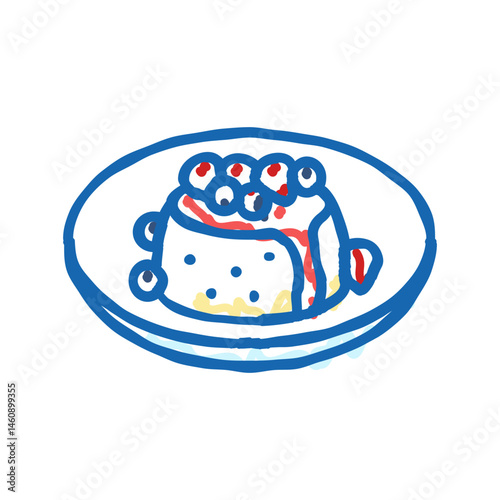 panna cotta italian cuisine icon doodle illustration