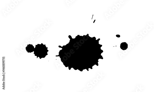 Watercolor black spot on white background.Grunge texture for various designs.Blot careless paint brush stroke,abstract spot,drop.