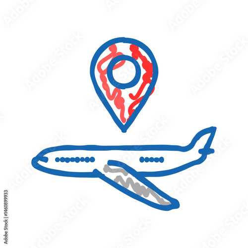 airplane map location icon doodle illustration