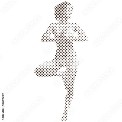 A woman doing exercise yoga pose polygon halftone retro modern