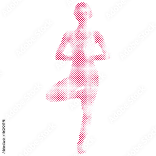 A woman doing exercise yoga pose polygon halftone retro modern