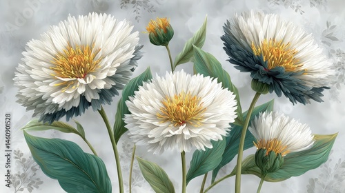 Elegant White   Grey Floral Bloom  Nursery  Home Decor Wallpaper