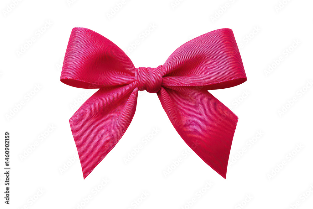 Isolated pink satin ribbon bow with soft shadow on white background Isolated pink satin ribbon bow with soft shadow on white background