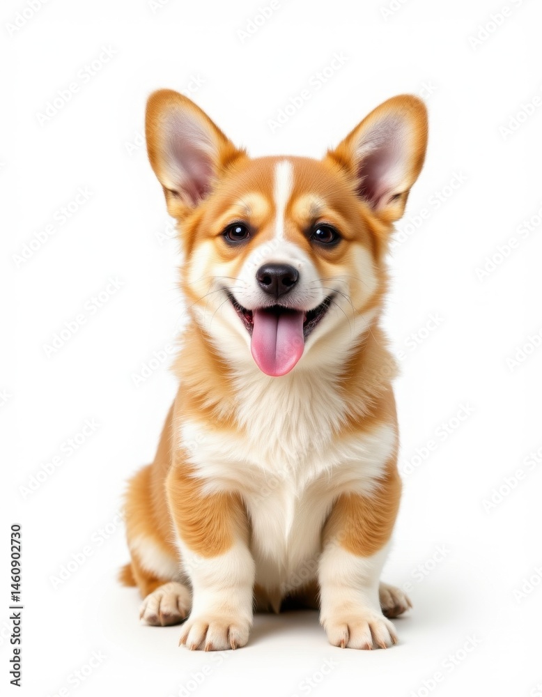 cute corgi puppy sitting on white background with tongue out and winking isolated on a white background with copy space at the bottom optimized for photo use subject positioned cle cute corgi puppy sitting on white background with tongue out and winking isolated on a white background with copy space at the bottom optimized for photo use subject positioned cle
