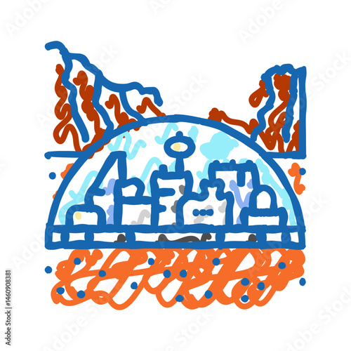 colony space exploration icon doodle illustration