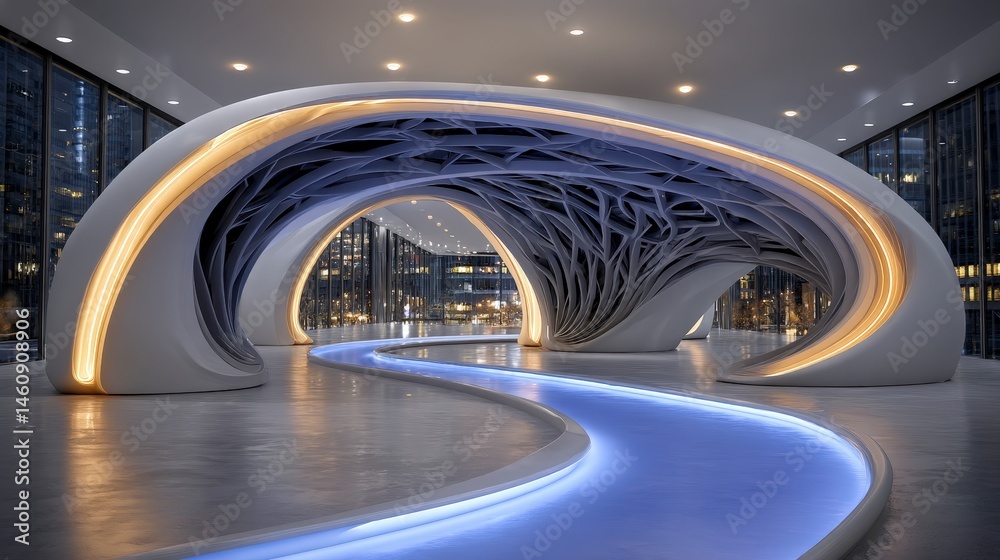 Futuristic Architecture Abstract Light Trails Modern Design