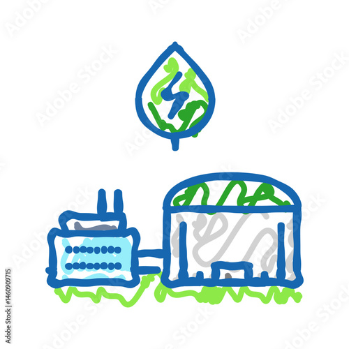 biogas plant biomass icon doodle illustration