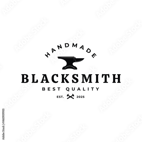 vintage blacksmith logo vector illustration badge design