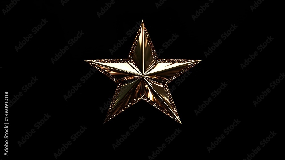 Fototapeta premium Gold Star Sparkling Background on Black Background. Luxurious and Radiant Design.