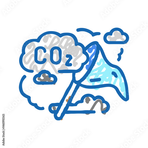co absorption carbon icon doodle illustration