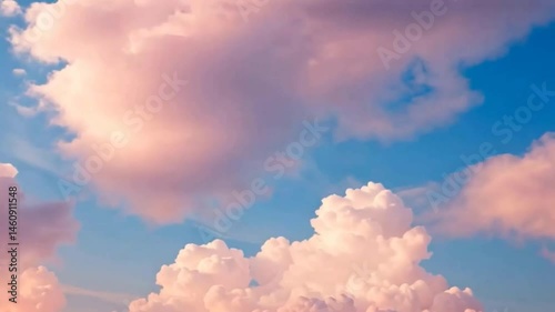 Pastel-toned clouds floating gently in morning sky, relaxing timelapse video