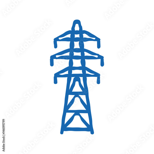 power lines electric grid icon doodle illustration