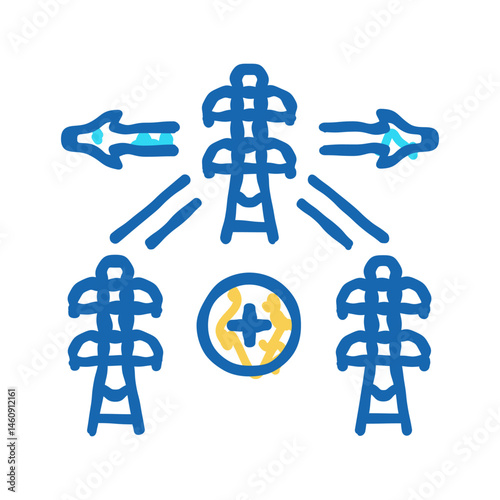 expansion electric grid icon doodle illustration