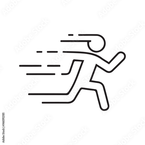 Running vector icon on whitebord