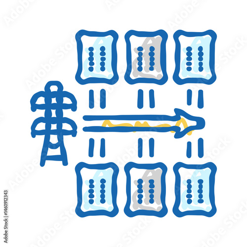 planning electric grid icon doodle illustration