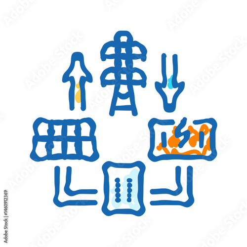 microgrids electric grid icon doodle illustration