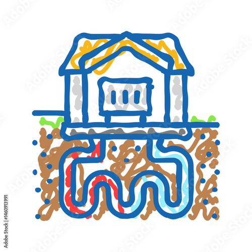 infrastructure geothermal energy icon doodle illustration