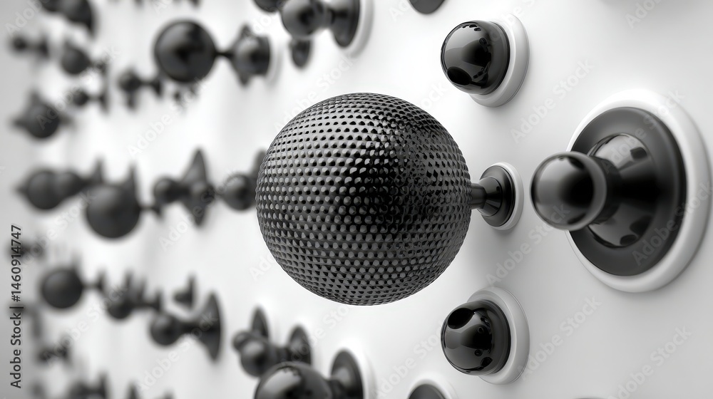 Futuristic Tech Interface Abstract Black White 3D Render