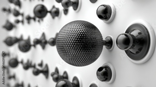 Futuristic Tech Interface  Abstract Black   White 3D Render