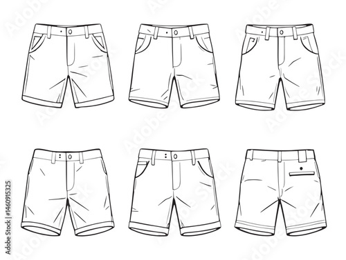 board shorts line art summer beachwear fashion illustration
