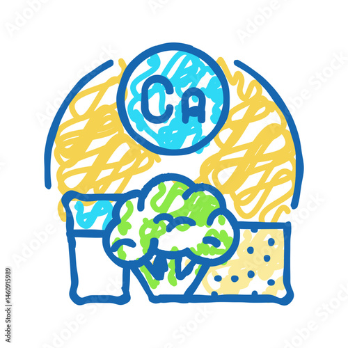 calcium rich food osteoporosis icon doodle illustration