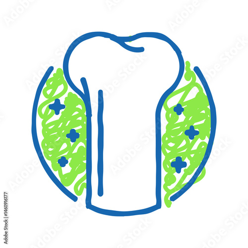 healthy bone osteoporosis symptom icon doodle illustration