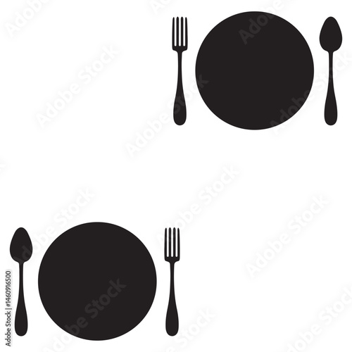 Cutlery silhouette, Cutlery vector, Cutlery illustration, silhouette, set icon, silhouette, Cutlery