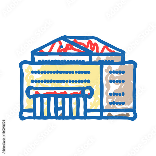 finance bank building icon doodle illustration