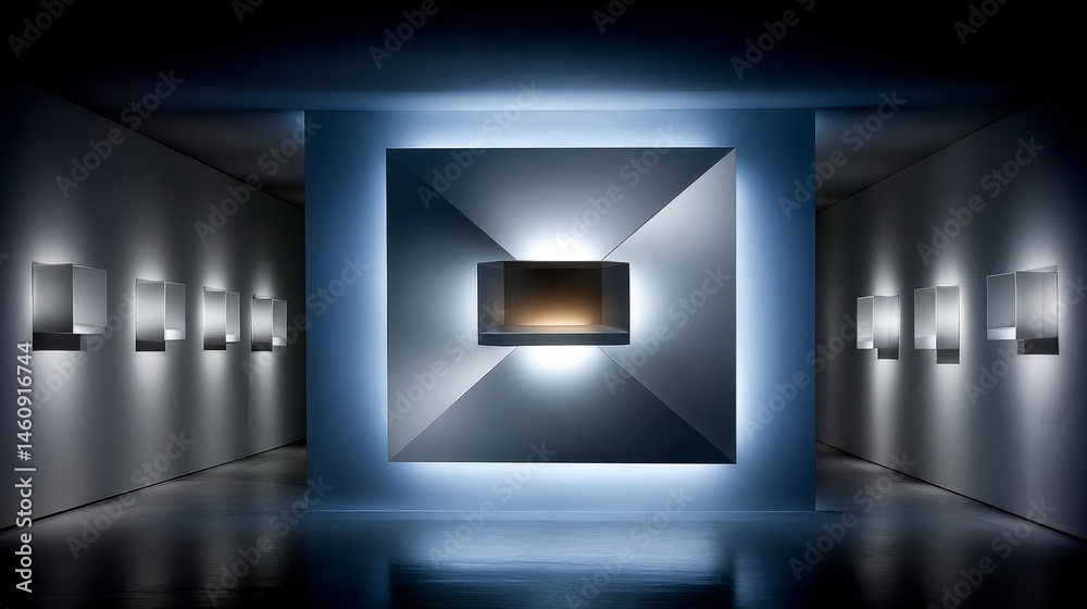 Modern Gallery Interior Minimalist Architecture Lit Display Cases Interior Design