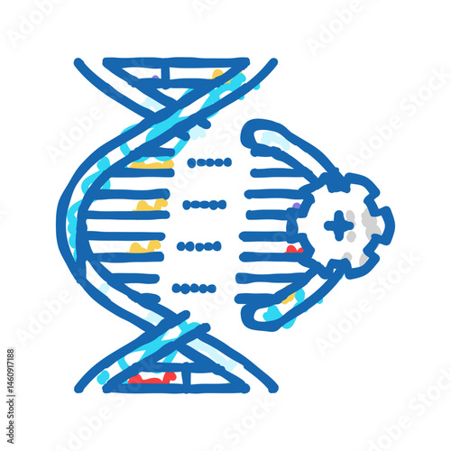 genetic modification cryptogenetics icon doodle illustration
