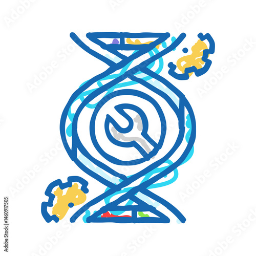 genetic engineering cryptogenetics icon doodle illustration