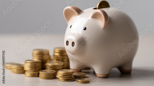 Piggy Bank and Gold Coins: ...