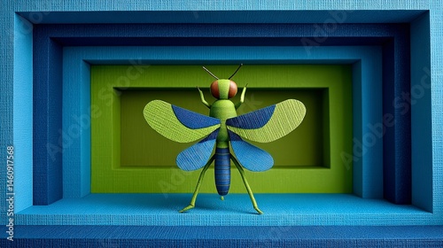 Green   Blue Insect Minimalist Art  Nature  Design  Texture  3D Render