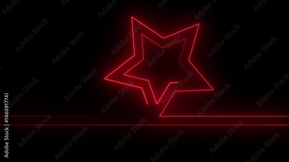 Abstract Glowing Neon star frame background animation 4k video. red and Neon glowing star shape animation. Abstract Glowing Neon star frame background animation 4k video. red and Neon glowing star shape animation.