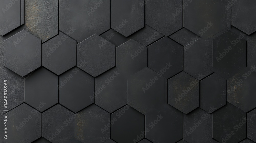 Dark Grey Hexagonal Pattern 3D Render Minimalist Background Texture