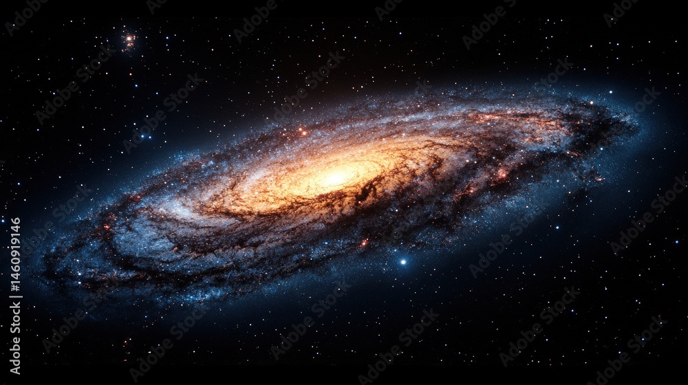 Obraz premium A spiral galaxy's vibrant cosmic display.