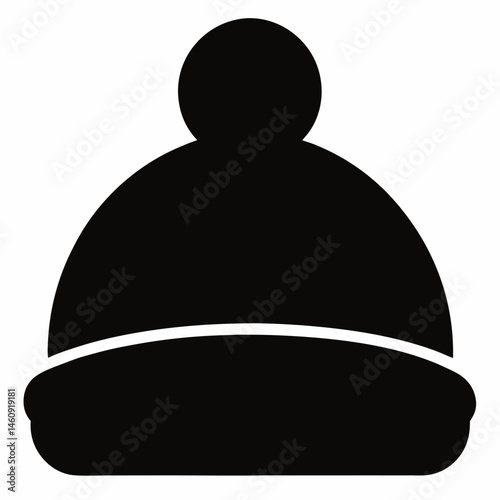 Bobble hat black vector on white background.