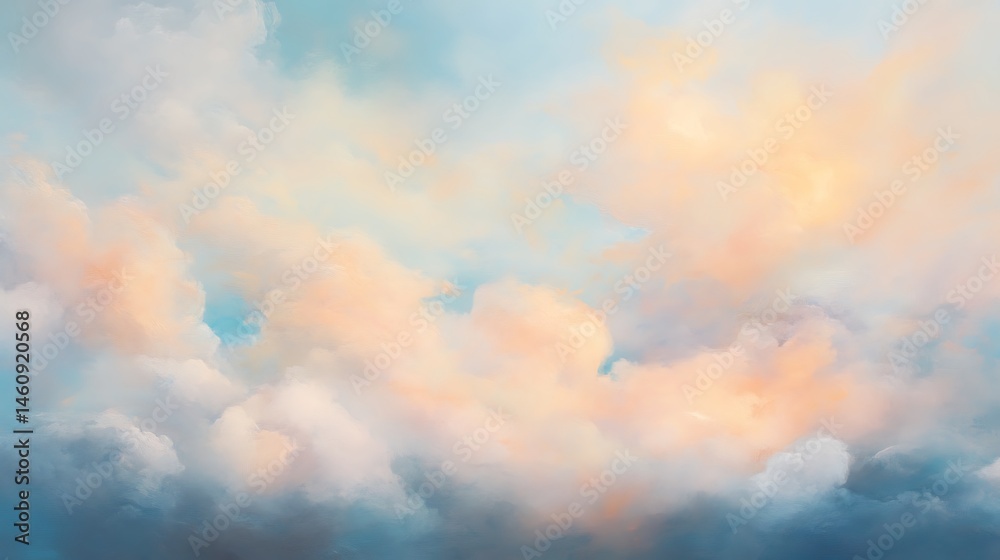 A soft, pastel sky filled with fluffy clouds, showcasing a serene and peaceful ambiance. A soft, pastel sky filled with fluffy clouds, showcasing a serene and peaceful ambiance.