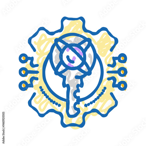 encryption quantum technology icon doodle illustration