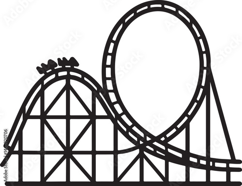 silhouette of amusement park roller coaster design vector art illustration