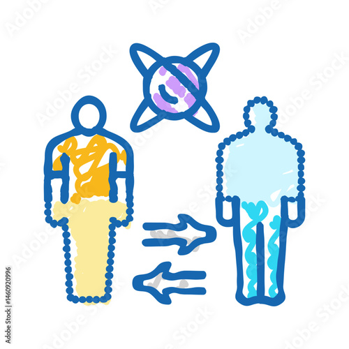 teleportation quantum technology icon doodle illustration