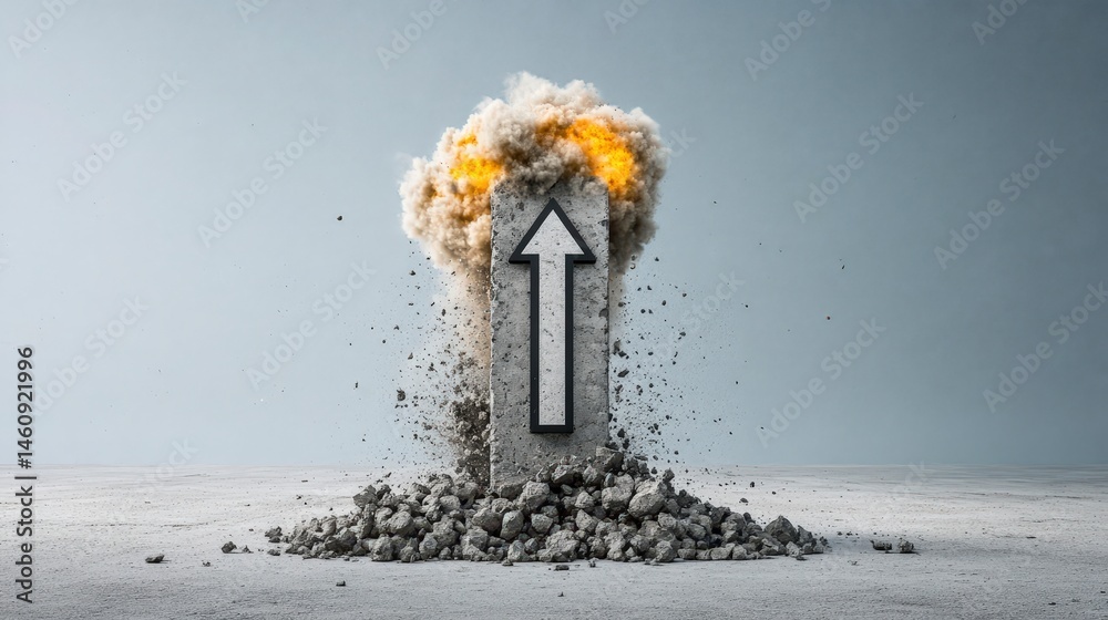 Upward Trend Breaking Barriers Growth Success Explosion 3D Render Abstract Concept