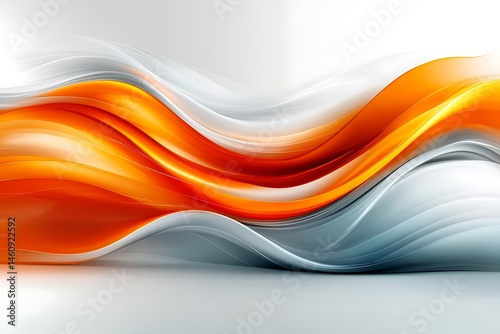 Abstract orange and gray flowing waves