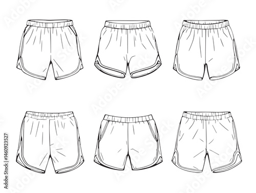 Minimal running shorts line drawing for activewear fashion vector art