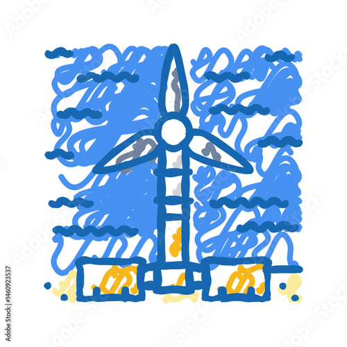 underwater turbine icon doodle illustration