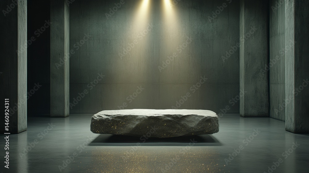 Minimalist Stone Product Display Concrete Room Spotlight Glitter