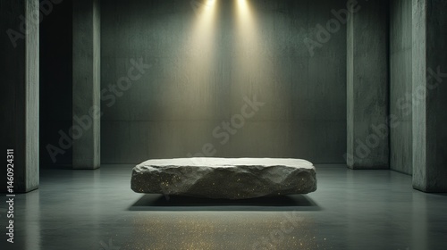 Obraz na płótnie Minimalist Stone Product Display Concrete Room Spotlight Glitter w salonie