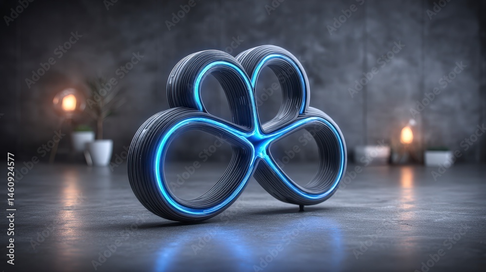 Abstract 3D Cloud Computing Digital Technology Network Concept