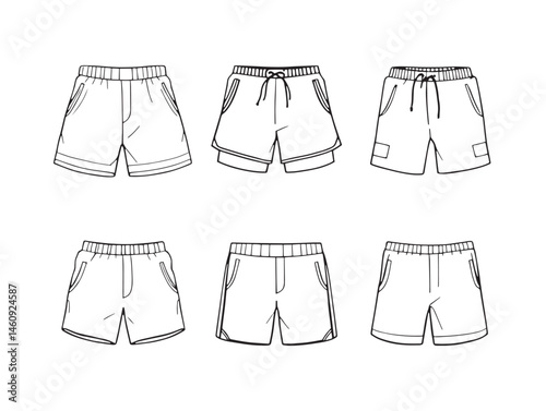 Running shorts outline vector artwork for gym and training themes