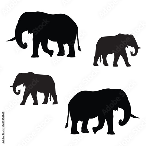 Elephant silhouette, Elephant vector, Elephant illustration, silhouette, set icon, silhouette, Elephant